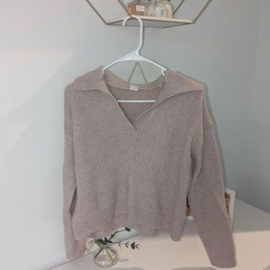 V-neck collared sweater